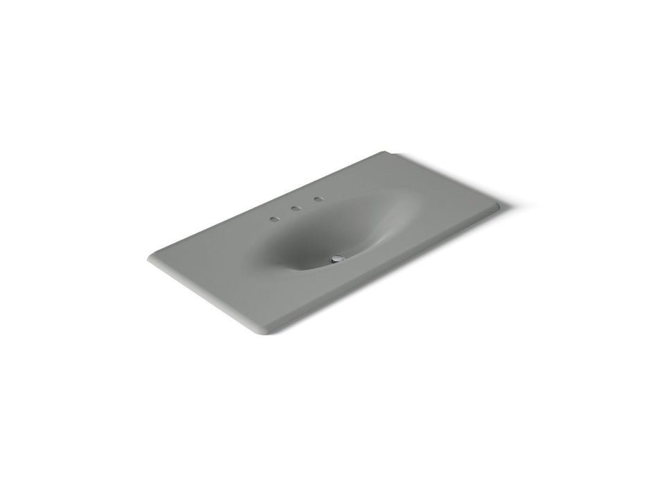 KOHLER K-3052-8 Iron/Impressions 43" Enameled cast iron vanity top with integrated oval sink, basalt