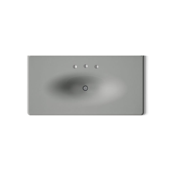 KOHLER K-3052-8 Iron/Impressions 43" Enameled cast iron vanity top with integrated oval sink, basalt - view 2
