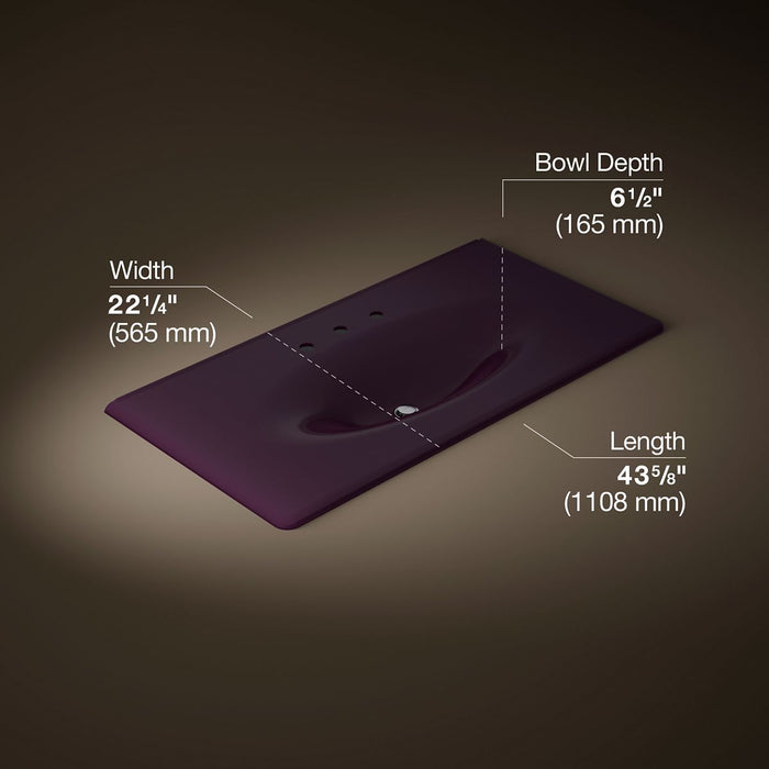 KOHLER K-3052-8 Iron/Impressions 43" Enameled cast iron vanity top with integrated oval sink, black plum - view 5