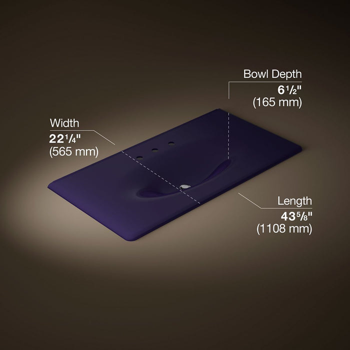 KOHLER K-3052-8 Iron/Impressions 43" Enameled cast iron vanity top with integrated oval sink