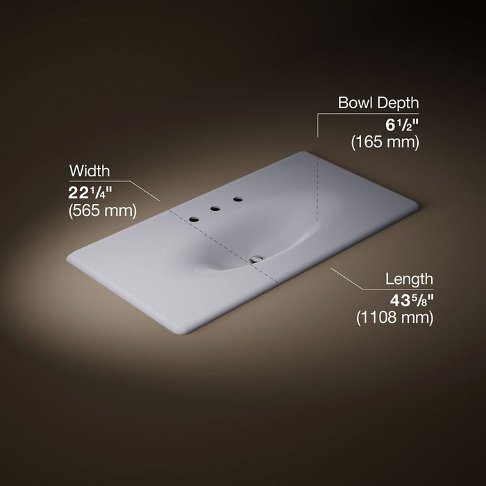KOHLER K-3052-8 Iron/Impressions 43" Enameled cast iron vanity top with integrated oval sink, lavender grey - view 4