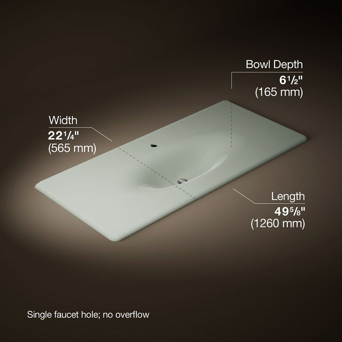 KOHLER K-3053-1 Iron/Impressions 49" Enameled cast iron vanity top with integrated oval sink, sea salt - view 4