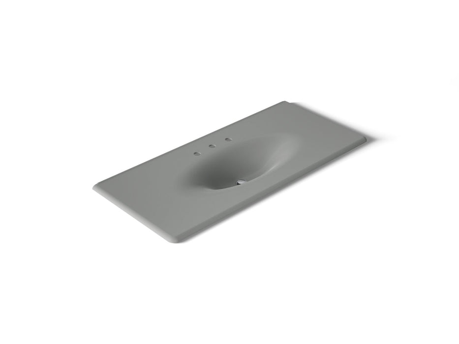 KOHLER K-3053-8 Iron/Impressions 49" Enameled cast iron vanity top with integrated oval sink, basalt