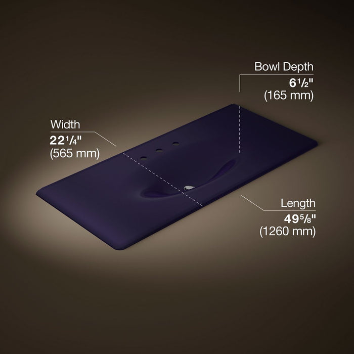 KOHLER K-3053-8 Iron/Impressions 49" Enameled cast iron vanity top with integrated oval sink