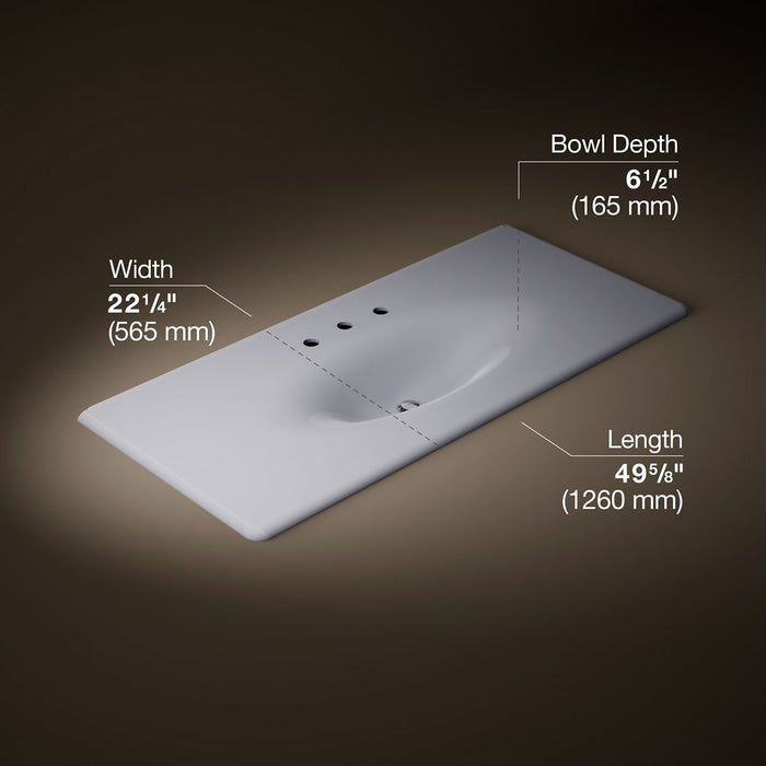 KOHLER K-3053-8 Iron/Impressions 49" Enameled cast iron vanity top with integrated oval sink, lavender grey - view 4