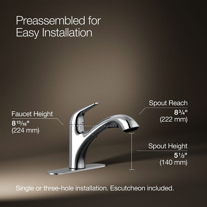 Kohler Jolt Pull-out kitchen sink faucet with two-function sprayhead