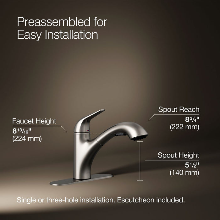 Kohler Jolt Pull-out kitchen sink faucet with two-function sprayhead