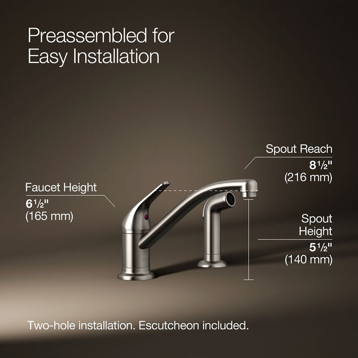 Kohler Jolt Single-handle kitchen sink faucet with side sprayer