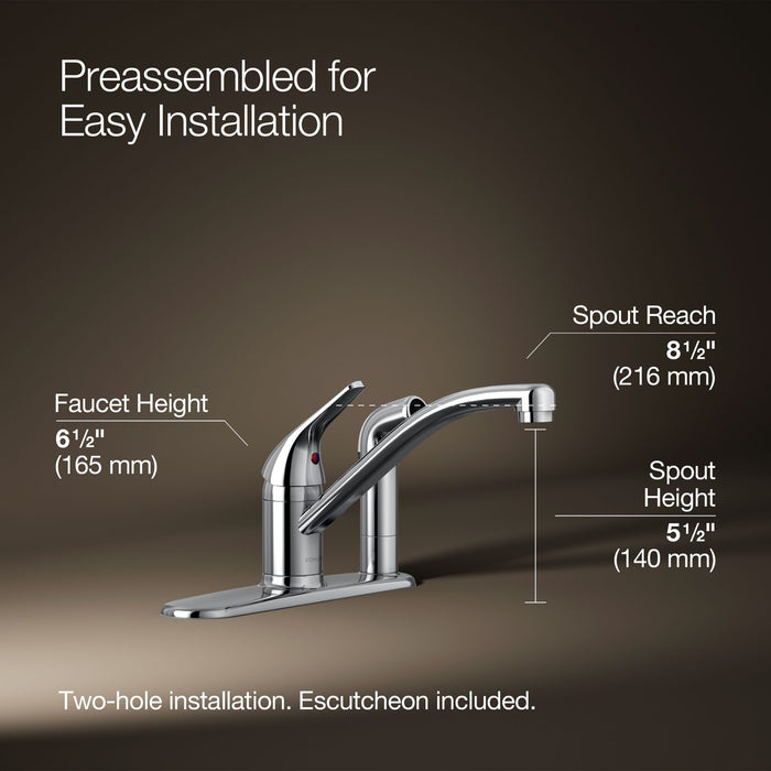KOHLER K-30615 Jolt Single-handle kitchen sink faucet with side sprayer