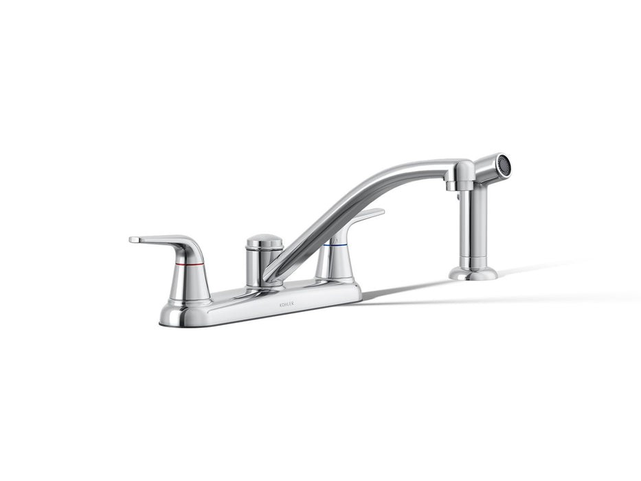 KOHLER K-30616 Jolt Two-handle kitchen sink faucet with side sprayer
