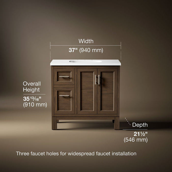 3/4 view of product with dimensions