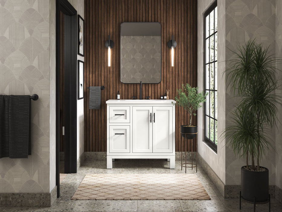 Kohler Quo 36" bathroom vanity cabinet with sink and quartz top