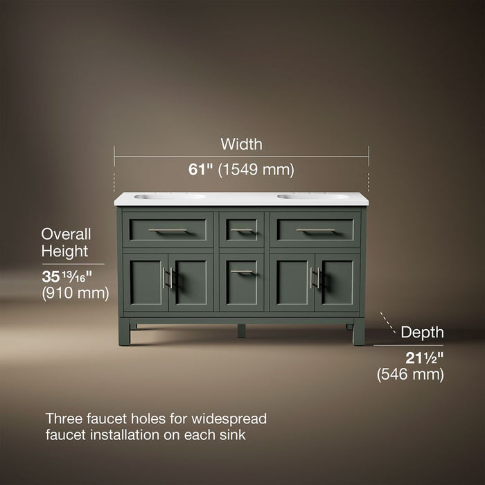 3/4 view of product with dimensions