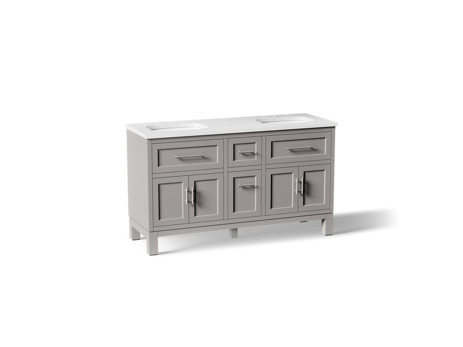 Kohler Quo 60" bathroom vanity cabinet with sinks and quartz top