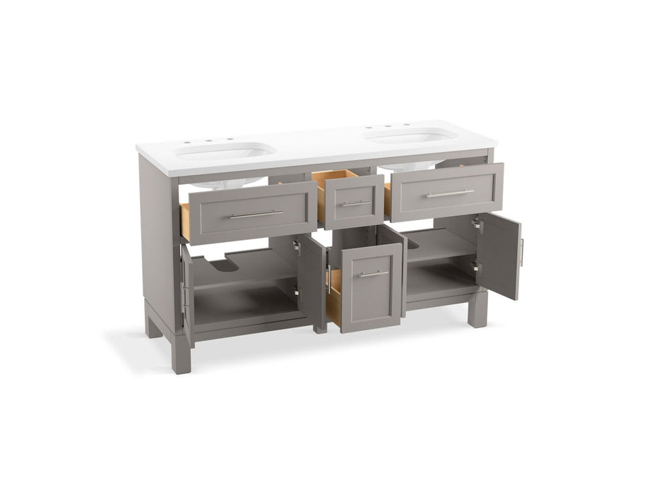 Kohler Quo 60" bathroom vanity cabinet with sinks and quartz top