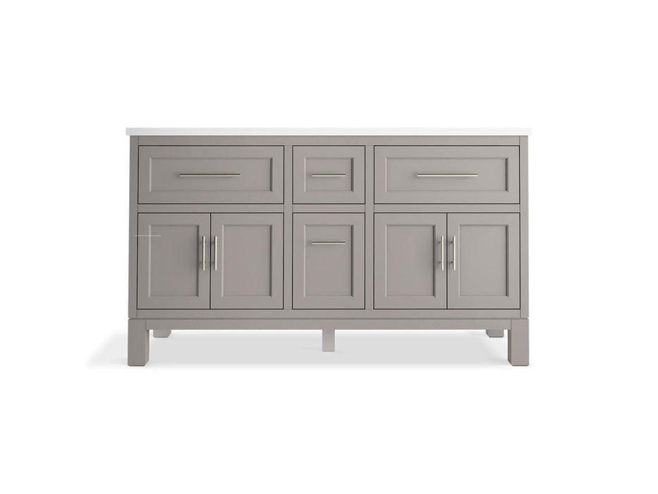 Kohler Quo 60" bathroom vanity cabinet with sinks and quartz top