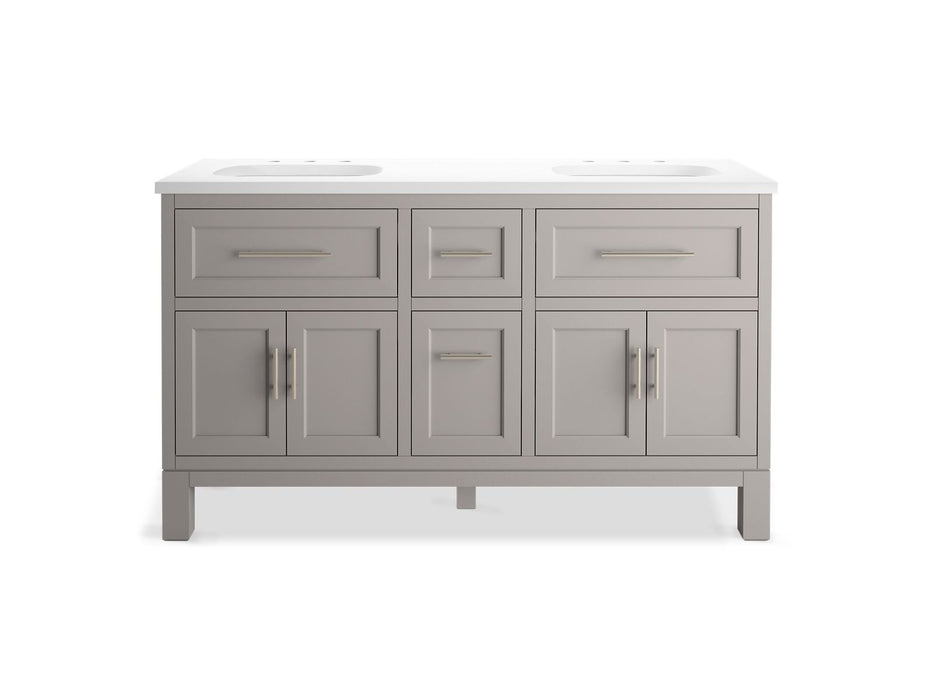 Kohler Quo 60" bathroom vanity cabinet with sinks and quartz top