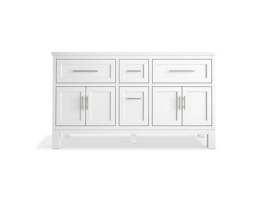Kohler Quo 60" bathroom vanity cabinet with sinks and quartz top