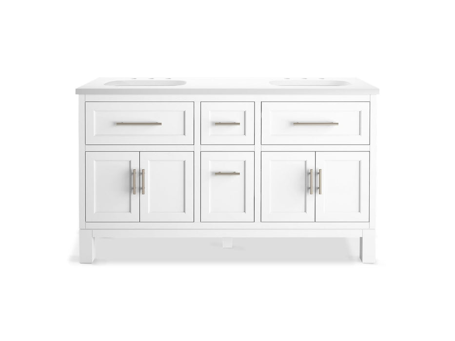 Kohler Quo 60" bathroom vanity cabinet with sinks and quartz top