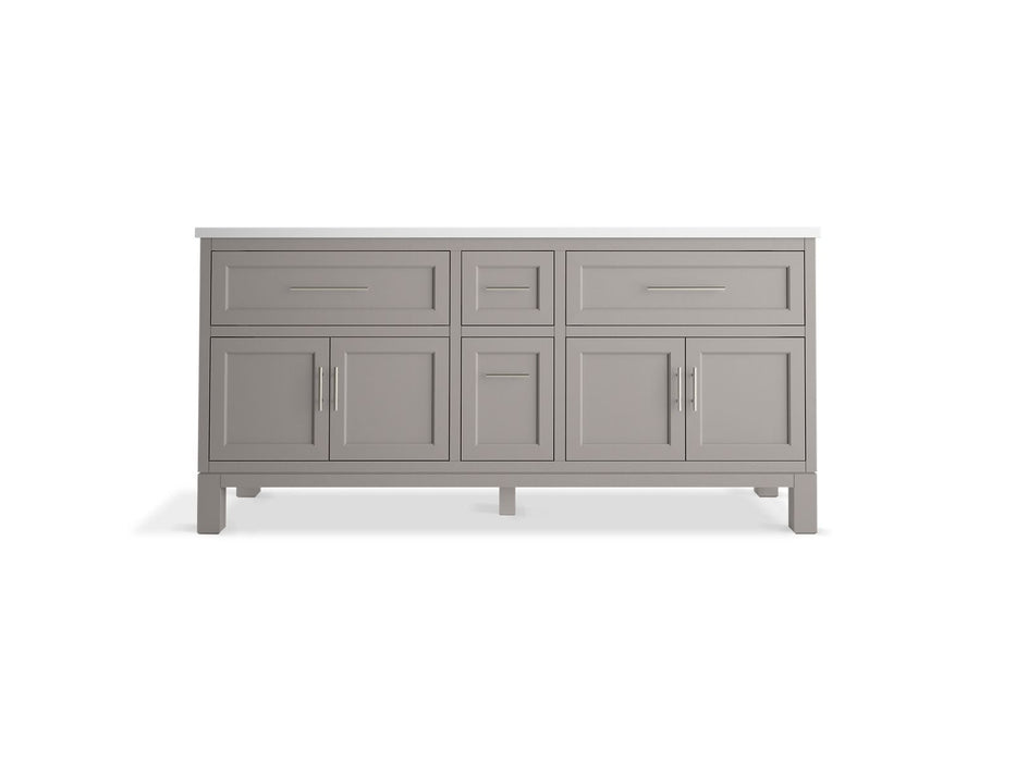 Kohler Quo 72" bathroom vanity cabinet with sinks and quartz top