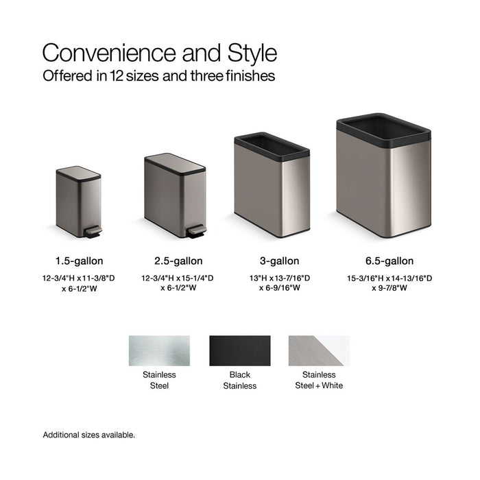Kohler 1-1/2-gallon step trash can