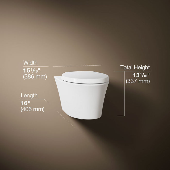 Kohler Veil Wall-hung compact elongated toilet, dual-flush