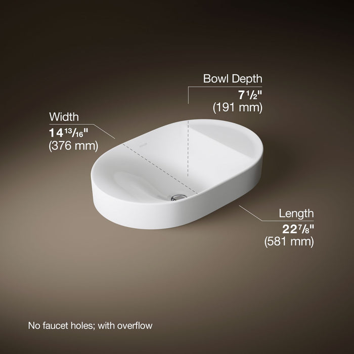 KOHLER K-31703 Chalice 22-3/4" Oval Vessel Bathroom Sink