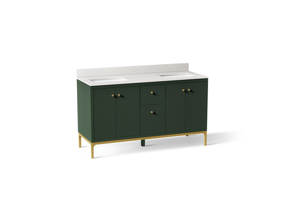 Kohler Calpa 60" bathroom vanity cabinet with sinks and quartz top