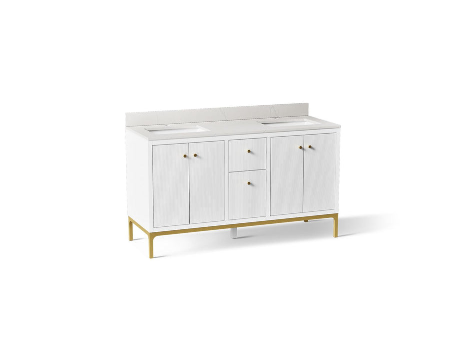 KOHLER K-32835 Calpa 60" bathroom vanity cabinet with sinks and quartz top