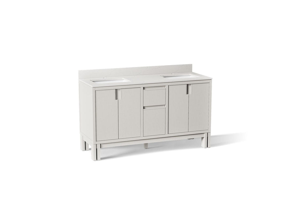 KOHLER K-32840 Solive 60" bathroom vanity cabinet with sinks and quartz top