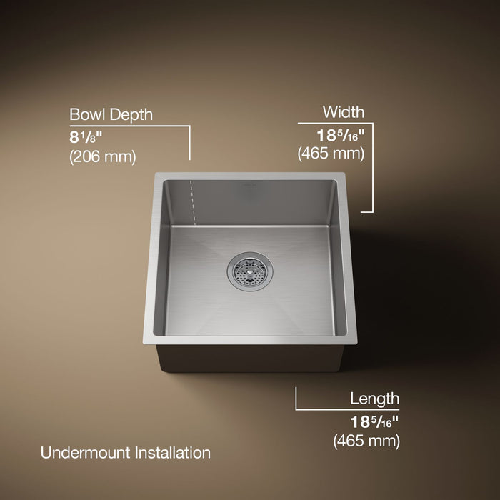 KOHLER K-33152 Strive 18-1/4" undermount single-bowl bar sink