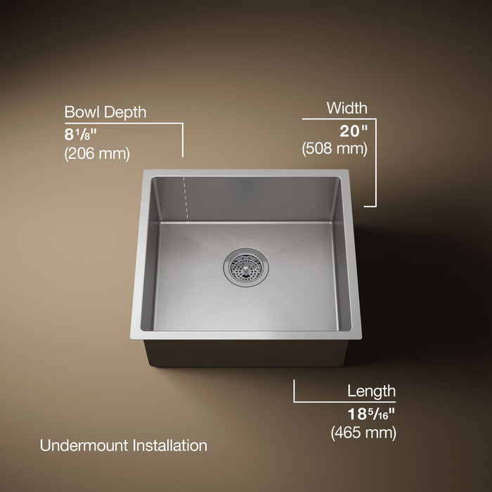 KOHLER K-33153 Strive 20" undermount single-bowl bar sink