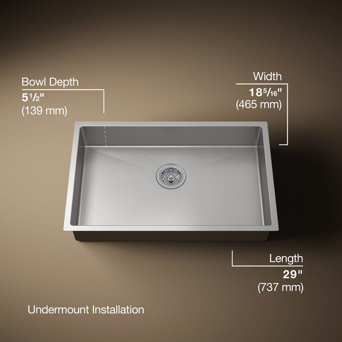 KOHLER K-33156 Strive 29" undermount single-bowl kitchen sink