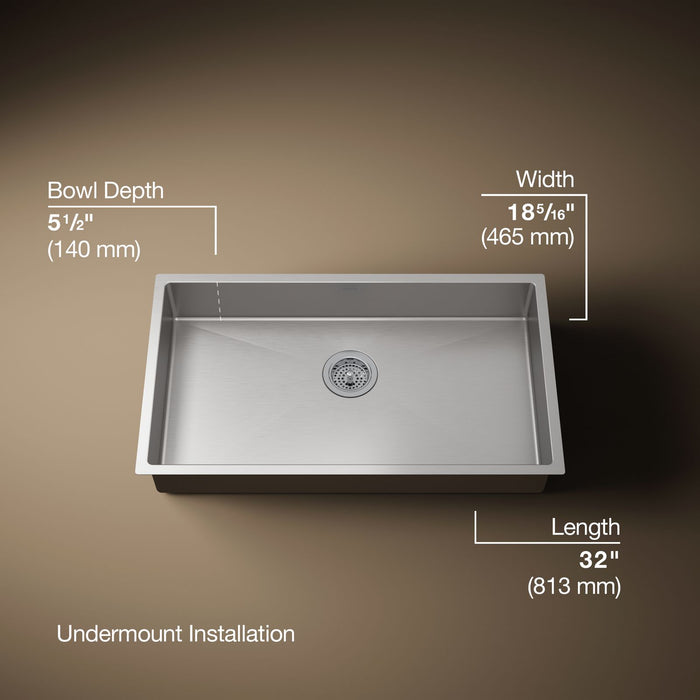 KOHLER K-33158 Strive 32" undermount single-bowl kitchen sink