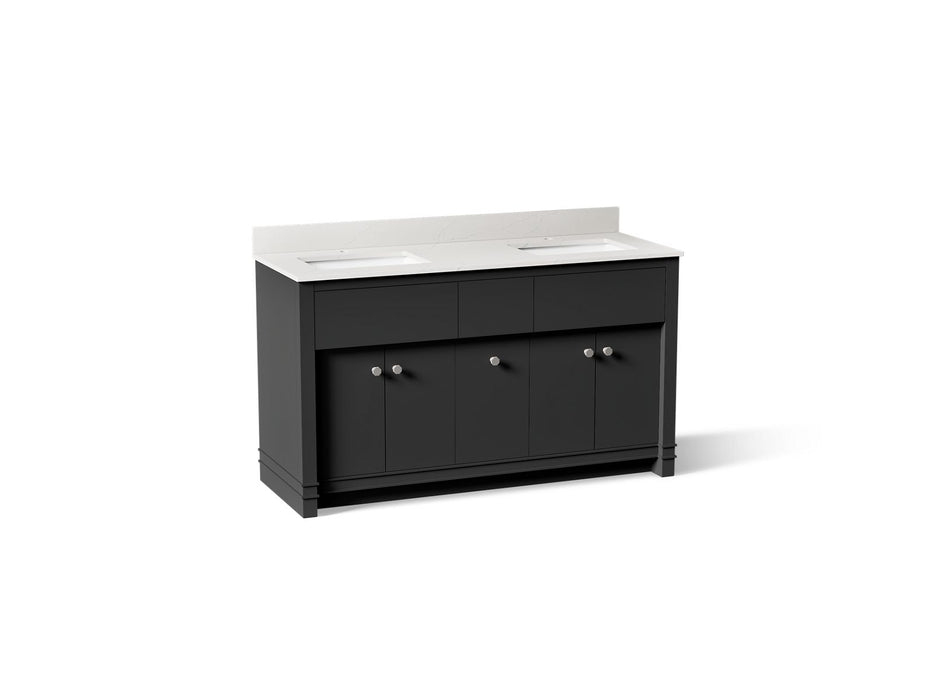 KOHLER K-33293 Alouette 60" bathroom vanity cabinet with sinks and quartz top