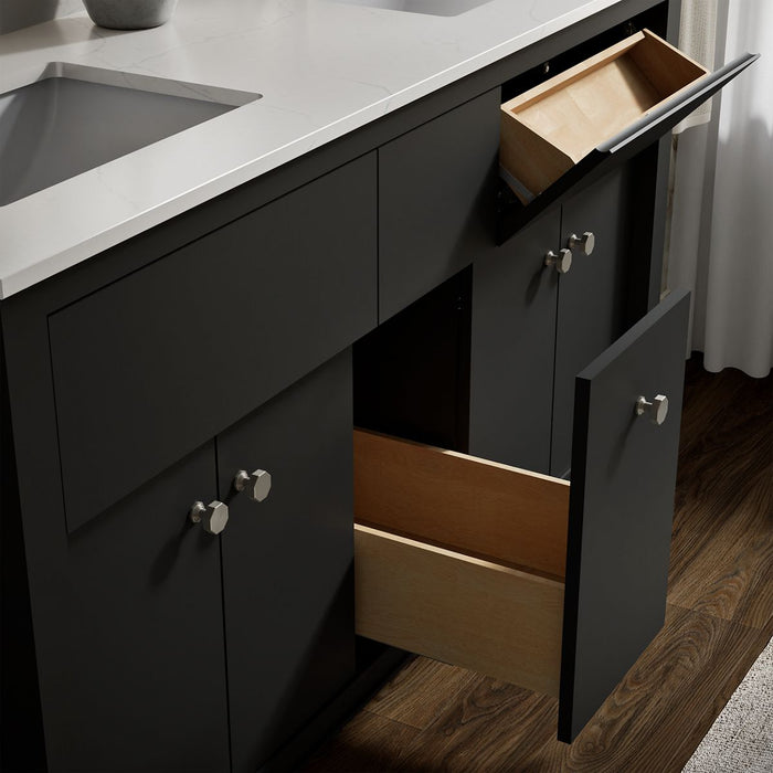 Kohler Alouette 60" bathroom vanity cabinet with sinks and quartz top