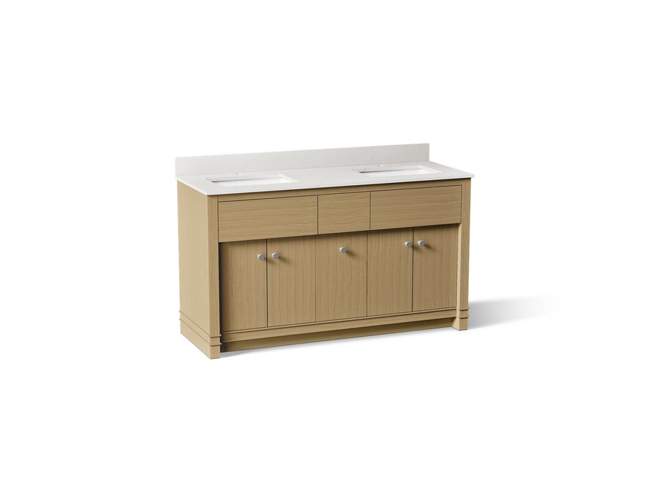 Kohler Alouette 60" bathroom vanity cabinet with sinks and quartz top