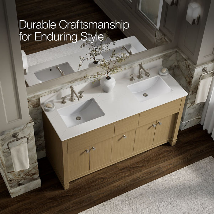 Kohler Alouette 60" bathroom vanity cabinet with sinks and quartz top