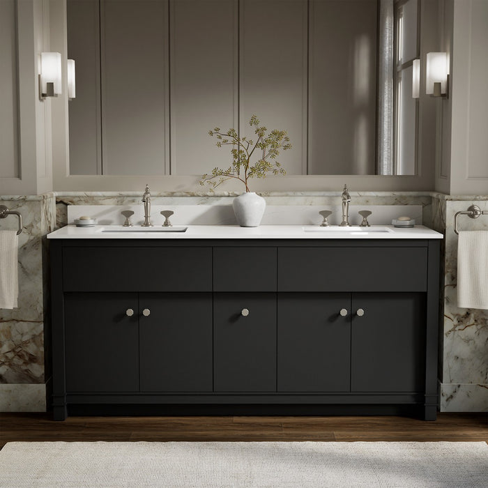 KOHLER K-33294 Alouette 72" bathroom vanity cabinet with sinks and quartz top