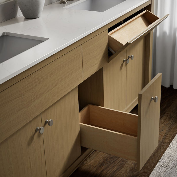 Kohler Alouette 72" bathroom vanity cabinet with sinks and quartz top