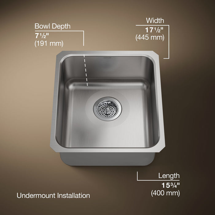 KOHLER K-3331 Undertone 15-3/4" undermount single-bowl bar sink