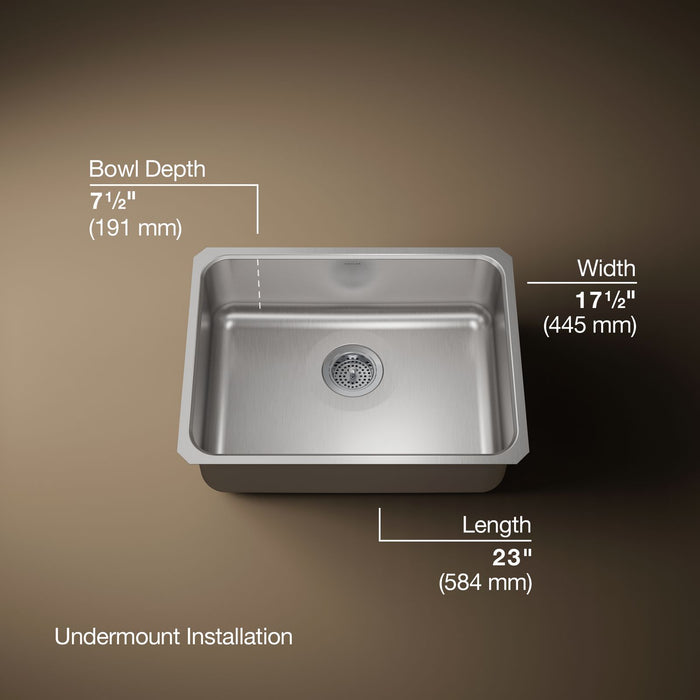 KOHLER K-3332 Undertone 23" undermount single-bowl kitchen sink
