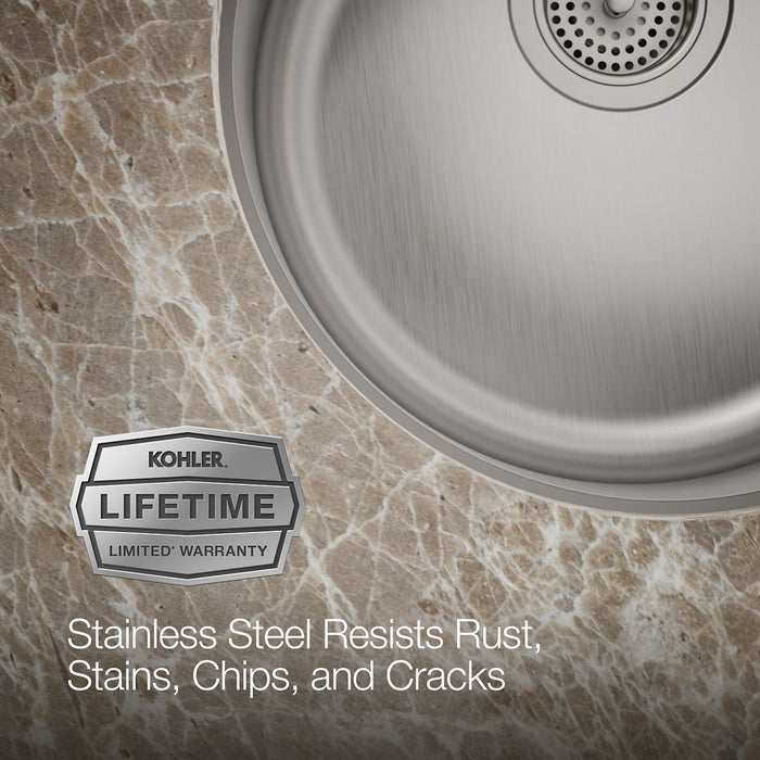 KOHLER Lyric|Undertone 18-1/2" top-/undermount single-bowl bar sink