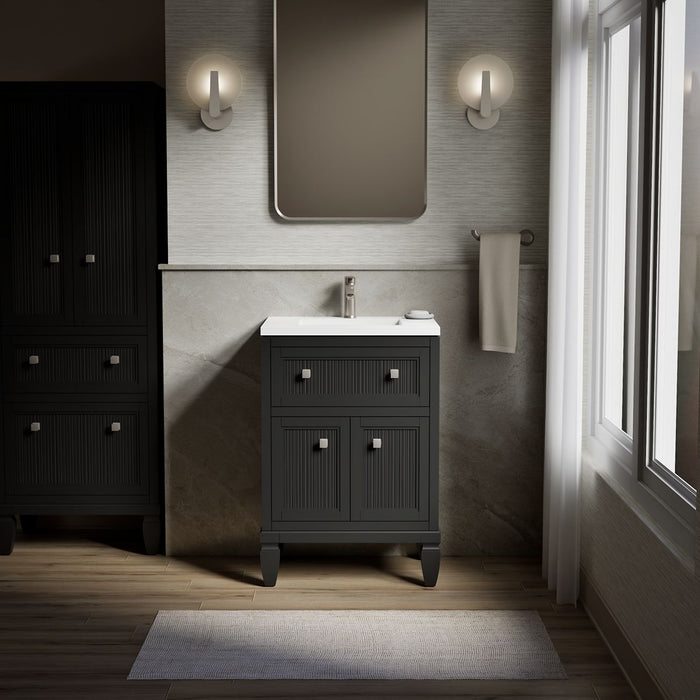 Kohler Hearthaven 24" bathroom vanity cabinet with sink and quartz top