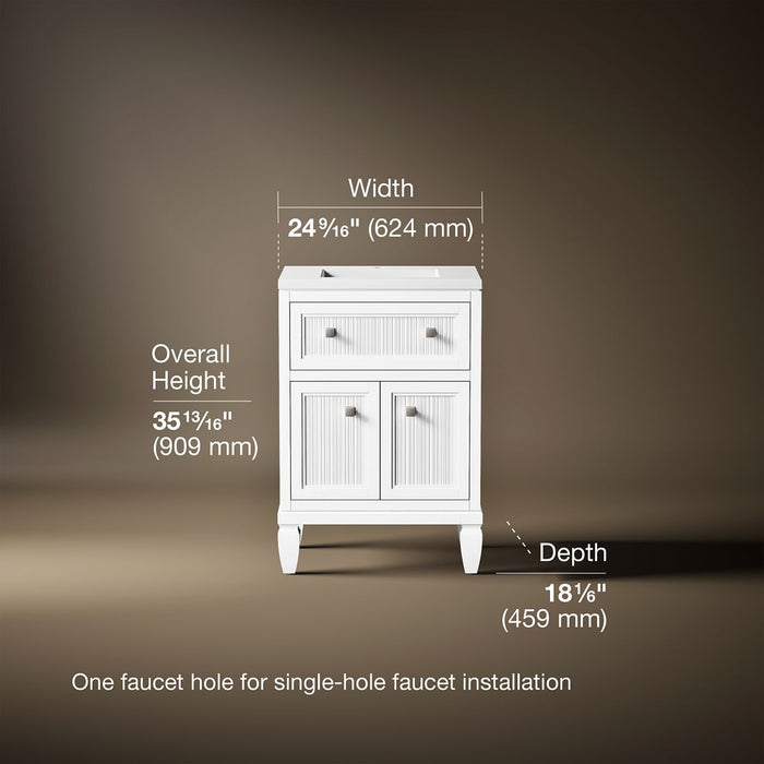 Kohler Hearthaven 24" bathroom vanity cabinet with sink and quartz top