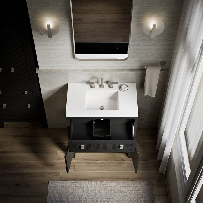 Kohler Hearthaven 30" bathroom vanity cabinet with sink and quartz top