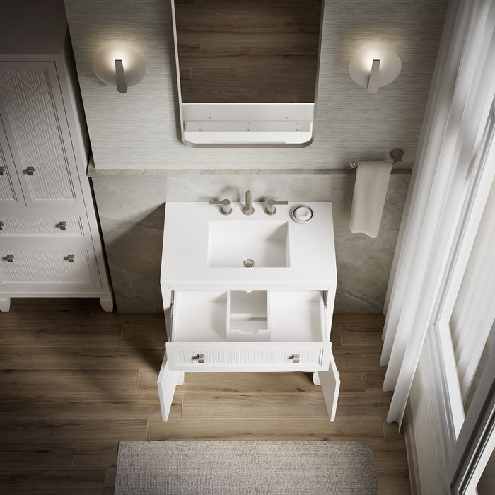 Kohler Hearthaven 30" bathroom vanity cabinet with sink and quartz top