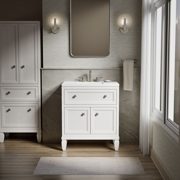 Kohler Hearthaven 30" bathroom vanity cabinet with sink and quartz top