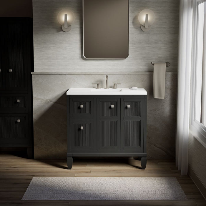 Kohler Hearthaven 36" bathroom vanity cabinet with sink and quartz top