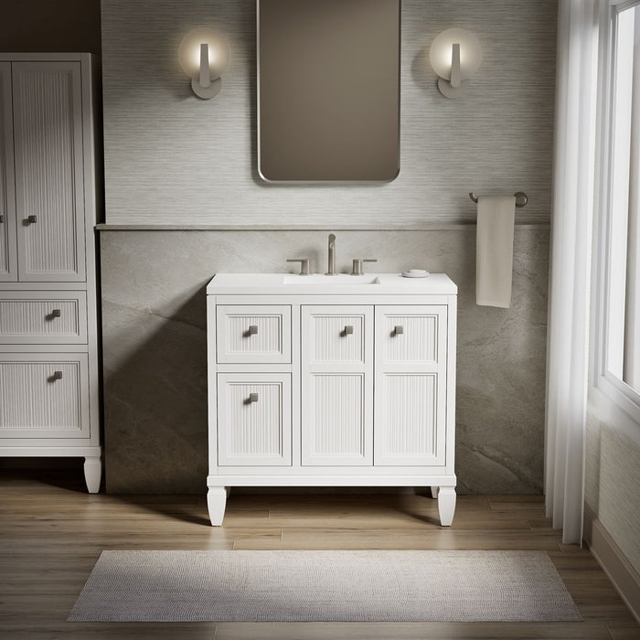 Kohler Hearthaven 36" bathroom vanity cabinet with sink and quartz top